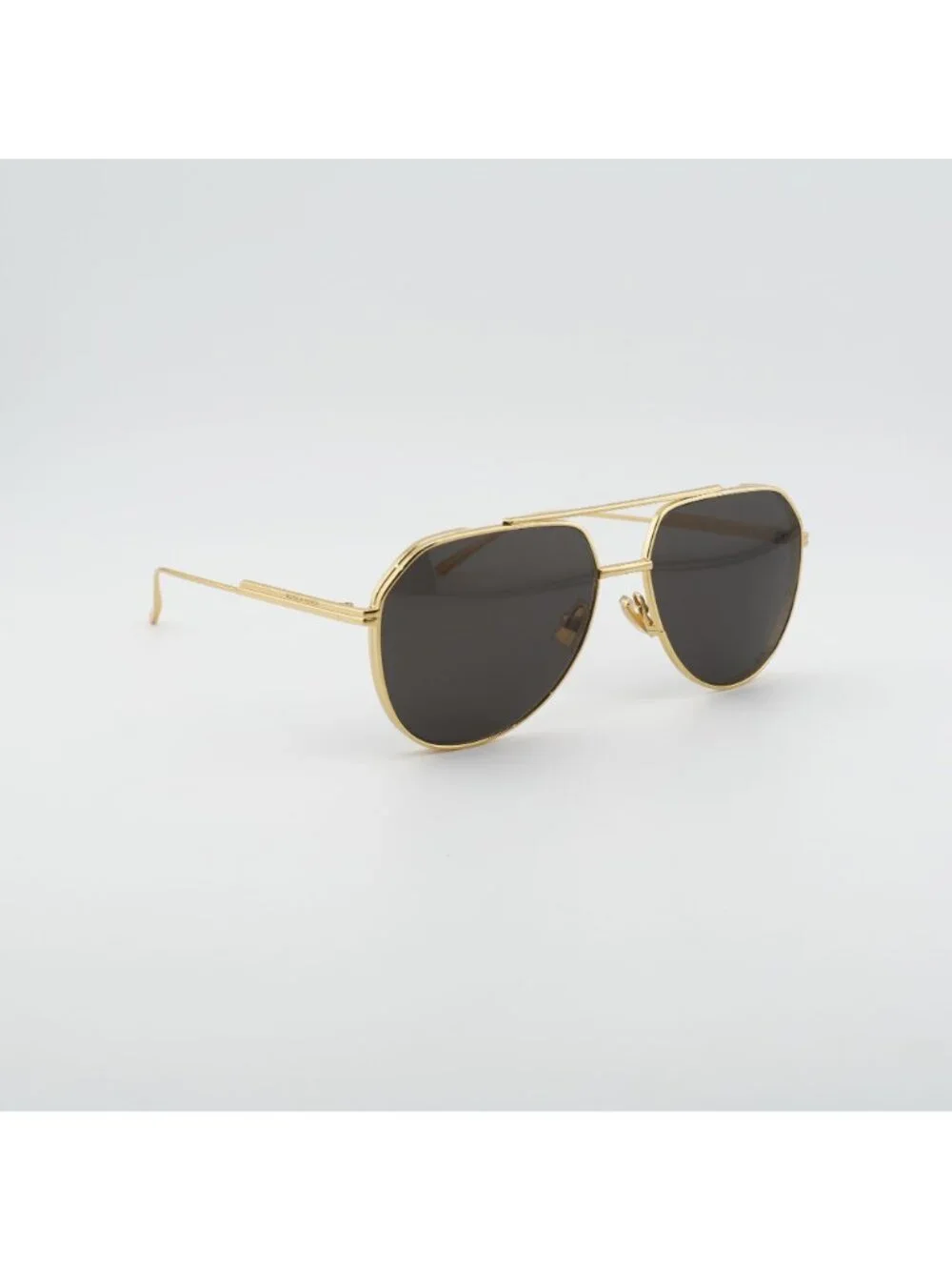 Bottega Veneta BV1465S 001 Sunglasses Gold Aviator Frame, Grey Lenses
